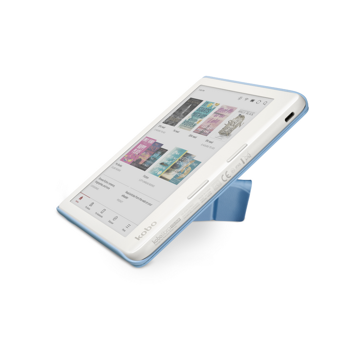 Dusk Blue Kobo Libra Colour SleepCover origami fold side view.