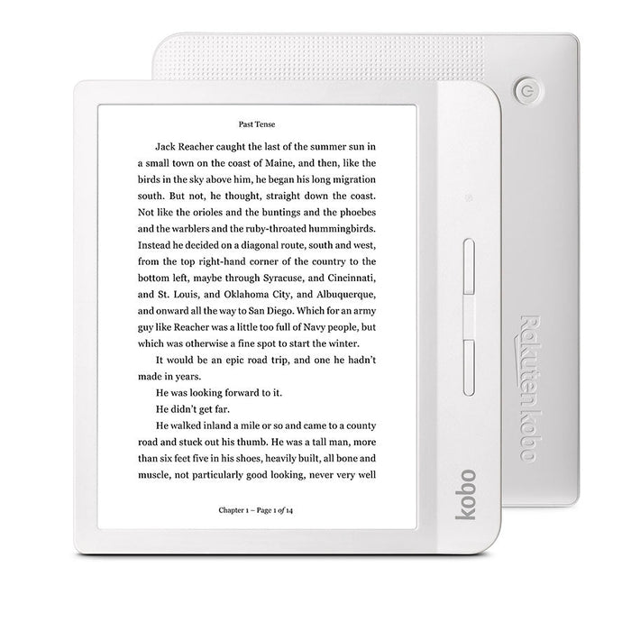 Front and back of white Kobo Libra H2O.