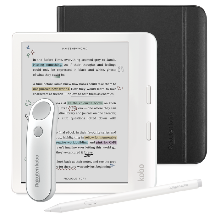 Kobo Libra Colour Bundle - White with Black Case