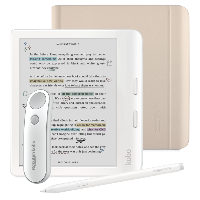 Kobo Libra Colour Bundle - White with Sand Beige Case